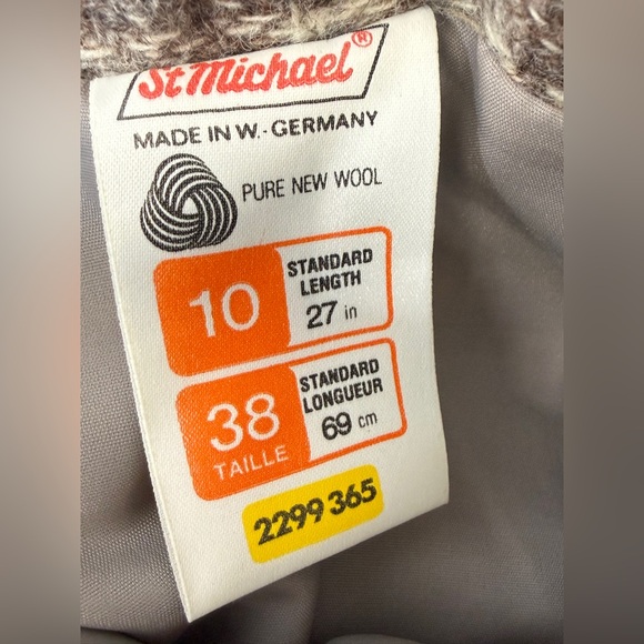 Vintage St Michael Pure Wool Skirt Made in W. Germany Size Small Brown Tan - Picture 2 of 5
